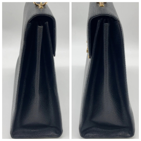 SALE! Auth Gucci Ladylock Leather Black Gold Hardware 2 Way Handbag W/DB/Keys - Picture 5 of 16